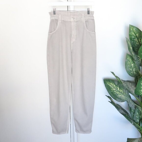Zara Grey Paper-bag Baggy / Slouchy High Elastic Waist Jeans Size S - Picture 3 of 10